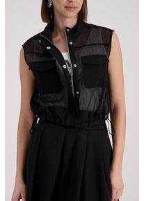 Kurzweste monari, Damen, Gr. 40, schwarz, Web, Obermaterial: 100% Polyamid, unifarben, regular fit taillenlang, Rundhals, Westen Kurzweste, Regular fit mit Netzstruktur
