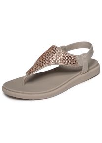 Sandale Skechers "MEDITATION LUXE", Damen, Gr. 41, rosa (taupe), Textil, Glitzer, Schuhe Sandale, Sommerschuh, Zehentrenner, Strandschuh mit Glitzersteinchen