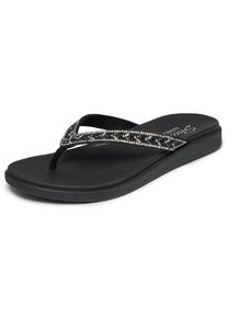 Zehentrenner Skechers "MEDITATION LUXE-", Damen, Gr. 41, Textil, schwarz, Lederimitat, Glitzer, Schuhe Zehentrenner, Strandschuh, Sommerschuh, Badeschuh mit Glitzersteinchen