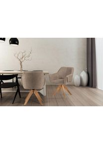 Polsterstuhl Kayoom "Stuhl Dian 225, TOPSELLER bequem, formsch&ouml;nes Design", grau (taupe), B:64cm H:84cm T:63,5cm, Stoff aus Polyester-Boucl&eacute;, Schaumstoff, Sperrholz, 100% Eisen Beine: Gummibaumholz, St&uuml;hle, Polsterstuhl, stabil & robust, hochwertige Verarbeitung, bequem