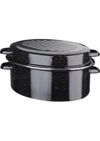 Br&auml;ter GSW "Allzweckbr&auml;ter", schwarz, H:14cm, T&ouml;pfe, Br&auml;ter, schwerer Qualit&auml;t, Deckel als Auflaufform verwendbar, Induktion, 32 cm