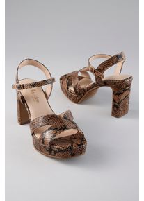 High-Heel-Pantolette ANISTON SHOES, Damen, Gr. 42, braun, schwarz, Lederimitat, Schuhe High-Heel-Pantolette, High-Heel-Sandalette, Partyschuh - NEUE KOLLEKTION