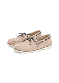 Bootsschuh Tommy Hilfiger "TH BOAT SHOE CORE SUEDE", Herren, Gr. 46, beige, Veloursleder, unifarben, Basic, Schuhe Bootsschuh, Bootsschuh, Schn&uuml;rer mit Ziernaht und Durchz&uuml;gen