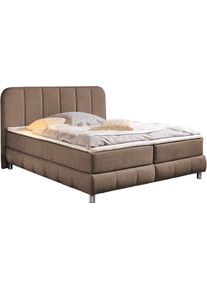 Boxbett Home Affaire, hellbraun, B:207cm L:207cm, Komplettbetten, Boxbett, Boxbett, inkl. Topper