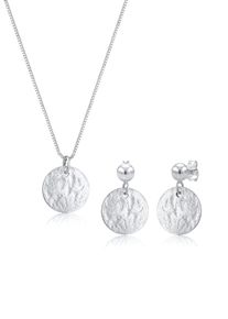 Ohrring und Ketten Set Elli "Schmuckset Pl&auml;ttchen Organic Kette Ohrh&auml;nger 925 Silber" Gr. 45, silber, Schmuck_Sets, Herren, Blacklist, Silber 925 (Sterlingsilber), Ohrring und Ketten Set