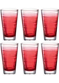 Longdrinkglas Leonardo "VARIO STRUTTURA", rot, H:13cm &Oslash;:8cm, Glas, Trinkgef&auml;&szlig;e, Longdrinkglas, 280 ml, 6-teilig