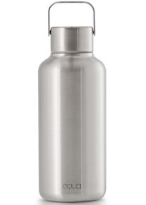 Trinkflasche Equa "Timeless Off Steel", silber (silberfarben), H:19cm, Edelstahl, Trinkflaschen, Trinkflasche, Trinkflaschen-Leichtgewicht aus Edelstahl, mit Tragegriff
