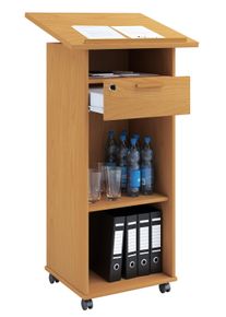Stehpult Vcm "Holz Stehpult Rednerpult Stehtisch Rollen Melta", braun (buche), B:60cm T:50cm, Tische, Stehpult