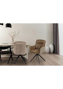 Polsterstuhl Kayoom "Stuhl Dian 125, hochwertige Verarbeitung, bequem, formsch&ouml;nes Design", braun, St&uuml;hle, B/H/T: 57cm x 87cm x 64,5cm, 1 Stk., Stoff aus Polyester, Schaumstoff, Sperrholz Gestell: 100% Eisen, Polsterstuhl, 360-Grad drehbar, hochwertige Verarbeitung, bequem, B:57cm H:87cm T:64,5cm