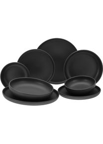 Tafelservice Creatable "Uno", schwarz, 8 Stk., Steinzeug, Geschirr-Sets, Tafelservice, Teller Set, seidenmatte Glasur
