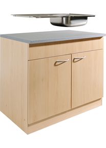 Wiho-K&uuml;chen Sp&uuml;lenschrank WIHO K&Uuml;CHEN "Kiel", front und korpus: buche dekor, B:100cm H:85cm T:60cm, Schr&auml;nke, Sp&uuml;lenschrank, 100 cm breit