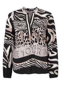 Longbluse Betty Barclay "Longbluse mit Stehkragen", Damen, Gr. 36, schwarz (schwarz, beige), Obermaterial: 100% Viskose CV., Blusen Longbluse