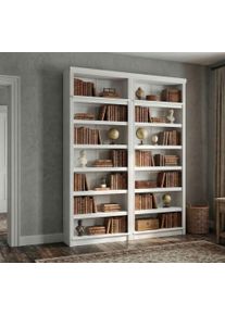 Bibliothek OTTO HOME "Soeren 2 Regale &aacute; Breite 80 cm, H&ouml;he 220 cm, Tiefe 29 cm", cremewei&szlig;, B:160cm H:220cm T:29cm, Massivholz, Regale, Bibliothek, 2 B&uuml;cherregale - zusammen oder getrennt stellbar