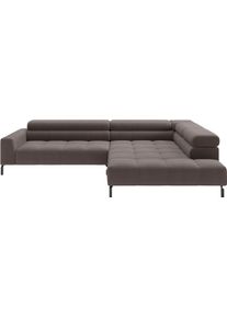 Ecksofa Home Affaire "Cleveland, L-Form, incl. Kopfteilverstellung, Breite 311 cm", mocca, B:311cm H:71cm T:219cm, 100% Polyester, Sofas, Ecksofa, wahlweise elektrischer Sitzvorzug