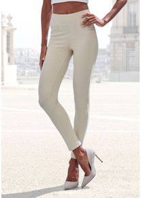 H.I.S. Leggings H.I.S, Damen, Gr. 48/50, N-Gr, beige (ecru), Obermaterial: 70% Baumwolle, 25% Polyester, 5% Elasthan, unifarben, Basic, Hosen Leggings, im Schlupfhosen Style