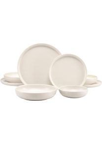 Tafelservice Creatable "Uno", wei&szlig; (sanftes wei&szlig;), 8 Stk., Steinzeug, Geschirr-Sets, Tafelservice, Teller Set, seidenmatte Glasur