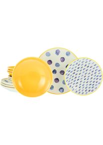 Teller-Set Creatable "Maisie Bunt, Teller Set 12-tlg", bunt, 12 Stk., Steinzeug, Geschirr-Sets, Teller-Set, Dots, Polka Dots, Konfetti, Punkte