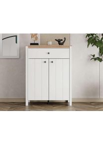 Schuhschrank Home Affaire "Bedford, Schuhregal, Schuhkommode", opaque wei&szlig;, B:85,5cm H:111cm T:40cm, Holzwerkstoff, MDF, Schr&auml;nke, Schuhschrank, Zwei Regale und eine Schublade. Gesamtbreite 85,5 cm
