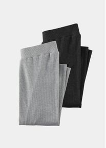 2-in-1-Hose GOLDNER "Bequeme Stoffhosen im Doppelpack", Damen, Gr. 40, N-Gr, grau (grau, schwarz), Obermaterial: 92% Viskose CV. 8% Elasthan EL., gerade, Hosen 2-in-1-Hose, Feine Rippenstruktur