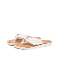 Zehentrenner Tommy Hilfiger "TH LTR FOOTBED SUMMER SANDAL", Damen, Gr. 40, creme, Textil, Basic, Schuhe Zehentrenner, Sommerschuh, Strandschuh, Dianette, Flat mit Logoemblem, Topseller