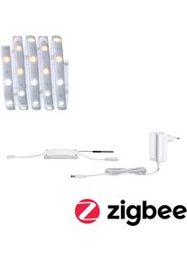 Paulmann LED-Streifen "MaxLED 250 Basisset Smart Home Zigbee IP44 6W 405l 405lm", silber (silberfarben), Dioden 45 Stk. Flammen 1 Stk., Gesamtl&auml;nge 1,5m, Lichterketten, 1,5m, Tunable White, beschichtet, LED-Streifen
