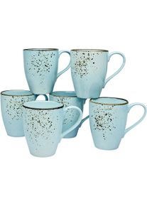 Becher Creatable "Kaffeebecher NATURE COLLECTION", blau (hellblau), 6 Stk., Steinzeug, Trinkgef&auml;&szlig;e, Becher, Tassen Set, 6-teilig