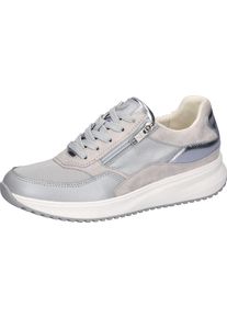 Waldl&auml;ufer Plateausneaker WALDL&Auml;UFER "H-MARA", Damen, Gr. 4,5 (37,5), hellblau, grau, silberfarben, Leder, Textil, kontrastfarbene Details, Schuhe Plateausneaker, Halbschuh, Freizeitschuh, Schn&uuml;rschuh in Komfortweite H