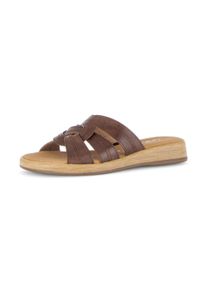 Pantolette Gabor "Rhodos", Damen, Gr. 42, nussbraun, Glattleder, Schuhe Pantolette, Plateau, Schlupfschuh, Sommerschuh mit Ziern&auml;hten, G-Weite