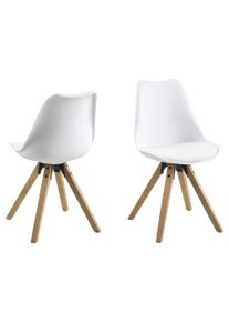 Esszimmerstuhl ACTONA GROUP "Dian", wei&szlig; (wei&szlig;, natur), B:48,5cm H:85cm T:55cm, Polypropylen, St&uuml;hle, Esszimmerstuhl, Organisch geformter Sitz mit Kissen. Beine aus Massivholz Gummibaum