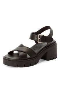 Sandalette Tamaris, Damen, Gr. 36, schwarz, Glattleder, unifarben, Basic, Schuhe Sandalette, Riemchensandale, Sommerschuh mit Touch it-Ausstattung
