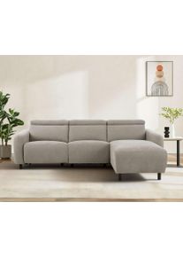 Ecksofa OTTO HOME "SKAANE Struktur, L-Form, 274 cm, manuelle/elektrische Relaxfunktion", creme, B:274cm H:100cm T:181cm, 100% Polyester, Sofas, Ecksofa, 274 cm, mit Kopfteilverstellung und man. oder elektr. Relaxfunktion