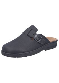 Clog Rieker, Herren, Gr. 47, schwarz, Glattleder, unifarben, Schuhe Clog, Pantolette, Schlupfschuh, Hausschuh mit herausnehmbarem Fu&szlig;bett
