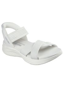 Sandale Skechers "ULTRA FLEX 3.0-NEVER BETTER", Damen, Gr. 35, wei&szlig; (sanftes wei&szlig;), Textil, unifarben mit Farbeinsatz, Schuhe Sandale, Freizeitschuh, Sandale mit Slip-In Funktion