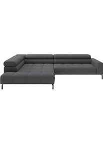 Ecksofa Home Affaire "Cleveland, L-Form, incl. Kopfteilverstellung, Breite 311 cm", grau, B:311cm H:71cm T:219cm, 100% Polyester, Sofas, Ecksofa, wahlweise elektrischer Sitzvorzug