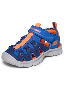 Sandale Skechers "Fisherman Sandal", M&auml;dchen, Gr. 37, blau, orange, Lederimitat, kontrastfarbene Details, Schuhe Sandale, Badeschuh mit Klettverschluss, Gr&ouml;&szlig;enschablone zum Download