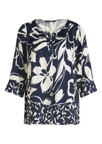 Schlupfbluse Betty Barclay "Schlupfbluse mit Muster", Damen, Gr. 46, blau (dunkelblau, wei&szlig;), Obermaterial: 100% Viskose CV., Blusen Schlupfbluse