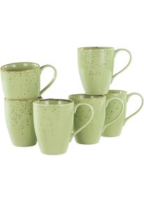 Becher Creatable "Kaffeebecher NATURE COLLECTION", gr&uuml;n, 6 Stk., Steinzeug, Trinkgef&auml;&szlig;e, Becher, Tassen Set, 6-teilig