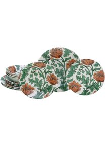 Teller-Set Creatable "Florentina, Teller Set 12-tlg", gr&uuml;n, 12 Stk., Steingut, Geschirr-Sets, Teller-Set, Blumendekor