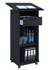 Stehpult Vcm "Holz Stehpult Rednerpult Stehtisch Rollen Melta", schwarz, B:60cm T:50cm, Tische, Stehpult