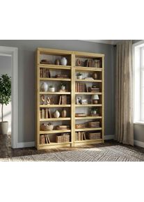 Bibliothek OTTO HOME "Soeren 2 Regale &aacute; Breite 80 cm, H&ouml;he 220 cm, Tiefe 29 cm", natur, B:160cm H:220cm T:29cm, Massivholz, Regale, Bibliothek, 2 B&uuml;cherregale - zusammen oder getrennt stellbar