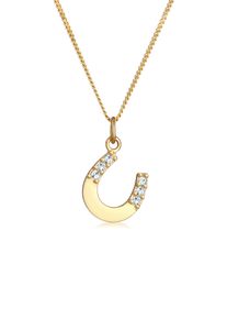 Silberkette Elli "Halskette Hufeisen Gl&uuml;ck Talisman 925 Silber, mit Kristallen von Swarovski" Gr. 45, gold, Halsketten, Damen, Silber 925 (Sterlingsilber), Silberkette