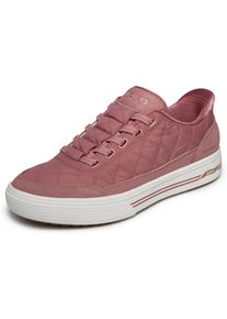 Slip-On Sneaker Skechers "ARCH FIT ARCADE-CUDDLE STEPS", Damen, Gr. 39, ros&eacute;, Lederimitat, Nylon, Veloursleder, gesteppt, Schuhe Slip-On Sneaker, Slipper, Schlupfschuh, Freizeitsneaker mit elastischen Schn&uuml;rsenkeln