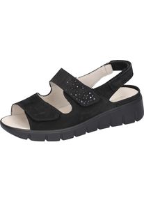 Waldl&auml;ufer Sandale WALDL&Auml;UFER "M-Wiola", Damen, Gr. 9 (43), schwarz, Nubukleder, Schuhe Sandale, Sommerschuh, Sandalette, Keilabsatz, in extraweiter Schuhweite M