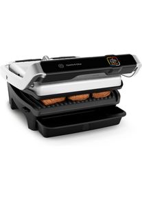 Kontaktgrill Tefal "GC750D OptiGrill Elite", schwarz (edelstahlfarben, schwarz), B:36,3cm H:18cm T:34,1cm, Kontaktgrill_Standgrill_Tischgrill_Teppanyakigrill, Kontaktgrill, 12 Programme, intuitiver Sensor, Grillboost-Funktion, Rezeptbuch App