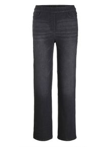 Stretch-Jeans GOLDNER "Bequeme Jeanshose VERA", Damen, Gr. 42, N-Gr, schwarz, Obermaterial: 83% Baumwolle CO. 15% Polyester PES. 2% Elasthan EL., Basic, weit, Jeans Stretch-Jeans, runde Eingriffstaschen