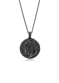 Kette mit Anh&auml;nger HAZE & GLORY "Halskette Sternzeichen Fisch Kordelkette 925 Silber" Gr. 60, grau, Halsketten, Herren, Silber 925 (Sterlingsilber), Kette mit Anh&auml;nger