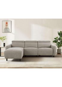 Ecksofa OTTO HOME "SKAANE Struktur, L-Form, 274 cm, manuelle/elektrische Relaxfunktion", creme, B:274cm H:100cm T:181cm, 100% Polyester, Sofas, Ecksofa, 274 cm, mit Kopfteilverstellung und man. oder elektr. Relaxfunktion