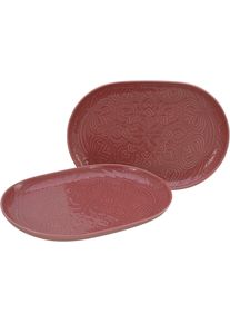 Servierplatte Creatable "Orient Mandala", rot, B:20cm H:2,5cm L:28cm, Porzellan, Servierplatten, Servierplatte, Servierset, je 28x20 cm