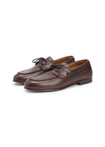 Bootsschuh Tommy Hilfiger "FLEXIBLE SLIM LEATHER BOAT SHOE", Herren, Gr. 46, braun (dunkelbraun), Nappaleder, unifarben, Schuhe Bootsschuh, Schn&uuml;rschuh, Halbschuh mit Mokassinnaht