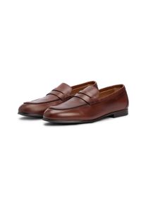 Loafer Tommy Hilfiger "FLEXIBLE SLIM LEATHER LOAFER", Herren, Gr. 44, Leder, braun, Nappaleder, unifarben, used, Schuhe Loafer, Blockabsatz, Slipper, Businessschuh mit Zierriegel